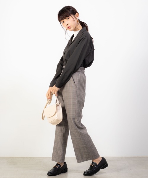 WEGO（ウィゴー）の「WEGO/オープンカラークロップドシャツ（シャツ/ブラウス・レディース・ブラック/ベージュ/パープル/ブラウン/ピンク/ブラック系その他4・FREE）」の20枚目の写真