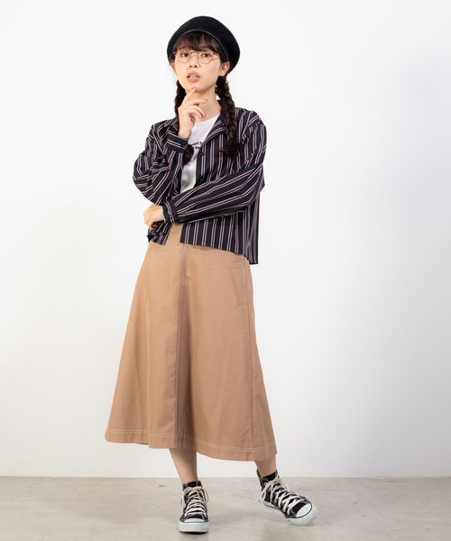 WEGO（ウィゴー）の「WEGO/オープンカラークロップドシャツ（シャツ/ブラウス・レディース・ブラック/ベージュ/パープル/ブラウン/ピンク/ブラック系その他4・FREE）」の22枚目の写真