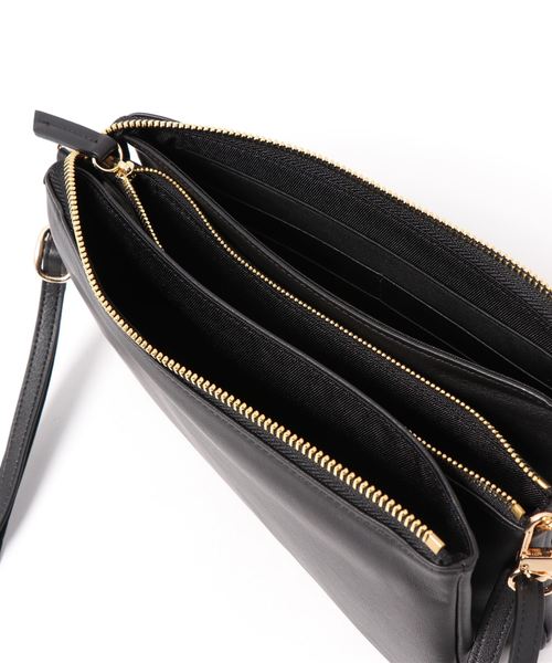 DouDou（ドゥドゥ）の「スムースレザーウォレットバッグ（ショルダーバッグ・レディース・ブラック/モカ・FREE）」の3枚目の写真