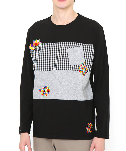 コラボレーションロンt いろんなエルマー ぞうのエルマー ブラック Tシャツ カットソー Design Graniph セール Graniph デザイン ティーシャツ ストア グラニフ のtシャツ カットソー コラボレーションロンt いろんなエルマー ぞうのエルマー ブラック