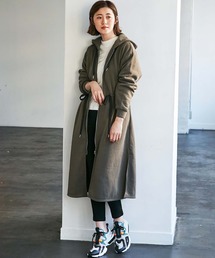 ウエストドロスト裏起毛パーカーコート