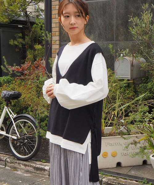 tiptop（ティップトップ）の「2020SS　サイドレースアップゆるベスト（ベスト・レディース・アイボリー/ブラック/ベージュ/ブラウン/カーキ・FREE）」の19枚目の写真