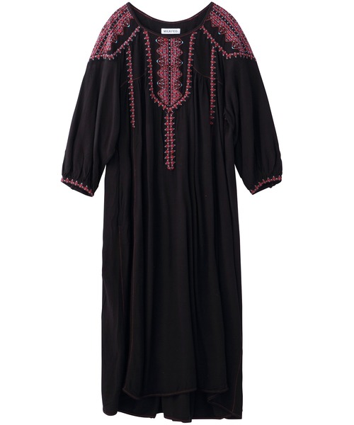 MILKFED.(ミルクフェド)の「JAGGED STITCH DRESS(ワンピース・レディース・ブルー/ベージュ/ブラック・ONE SIZE)」の1枚目の写真