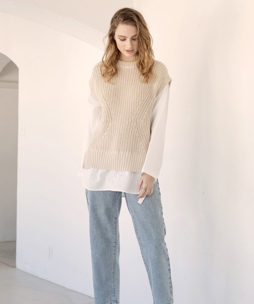 ALEXIA STAM（アリシアスタン）の「Docking Shirt Knit Top/ドッキング