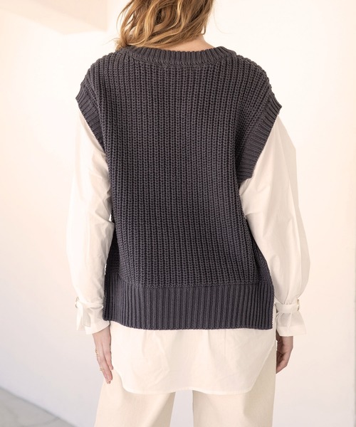 ALEXIA STAM - 【新品未使用】ドッキングシャツニットトップ ALEXIA STAM（アリシアスタン）の「Docking Shirt Knit Top/ドッキング