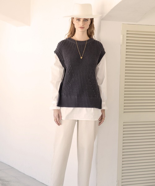 ALEXIA STAM - 【新品未使用】ドッキングシャツニットトップ ALEXIA STAM（アリシアスタン）の「Docking Shirt Knit Top/ドッキング