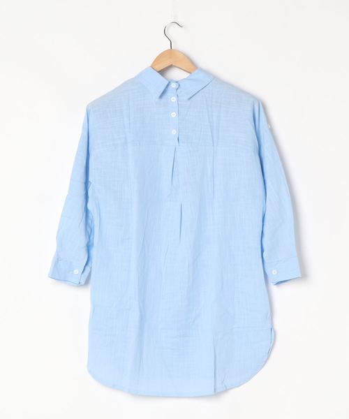 STYLEBLOCK（スタイルブロック）の「シアー素材ロングシャツブラウス（シャツ/ブラウス・レディース・ブルー/ホワイト・L/XL/S/M/2XL）」の3枚目の写真