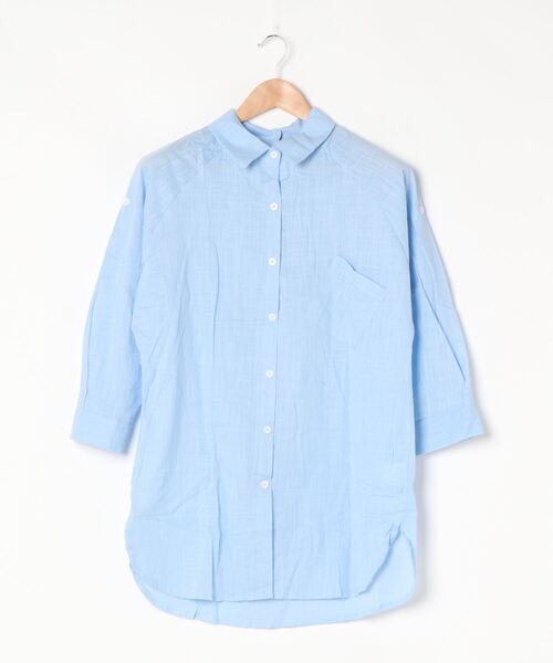 STYLEBLOCK（スタイルブロック）の「シアー素材ロングシャツブラウス（シャツ/ブラウス・レディース・ブルー/ホワイト・L/XL/S/M/2XL）」の6枚目の写真