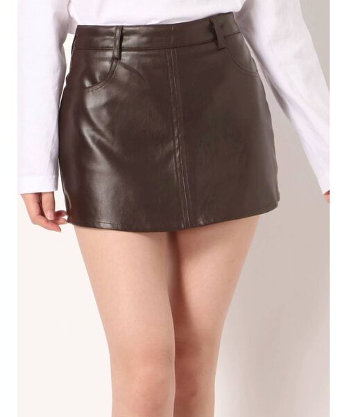 GYDA(ジェイダ)の「フェイクレザースカートライクショーパン(スカート・レディース・ブラック/ブラウン・X-SMALL/SMALL/MEDIUM)」の5枚目の写真