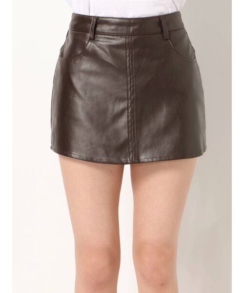 GYDA(ジェイダ)の「フェイクレザースカートライクショーパン(スカート・レディース・ブラック/ブラウン・X-SMALL/SMALL/MEDIUM)」の7枚目の写真
