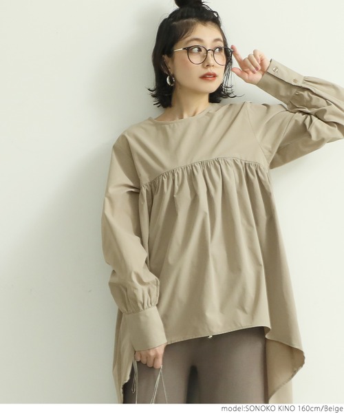 coca（coca）（コカ）の「切り替えフレアトップス（シャツ/ブラウス・レディース・ブラック/ベージュ・ONE SIZE）」の7枚目の写真