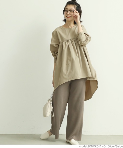 coca（coca）（コカ）の「切り替えフレアトップス（シャツ/ブラウス・レディース・ブラック/ベージュ・ONE SIZE）」の6枚目の写真