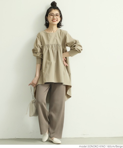 coca（coca）（コカ）の「切り替えフレアトップス（シャツ/ブラウス・レディース・ブラック/ベージュ・ONE SIZE）」の5枚目の写真