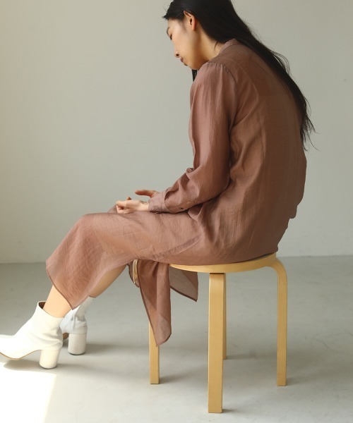 TODAYFUL（トゥデイフル）の「シアーシャツドレス（ワンピース・レディース・ブラック/アイボリー/ピンク系その他・36inch/38inch）」の7枚目の写真