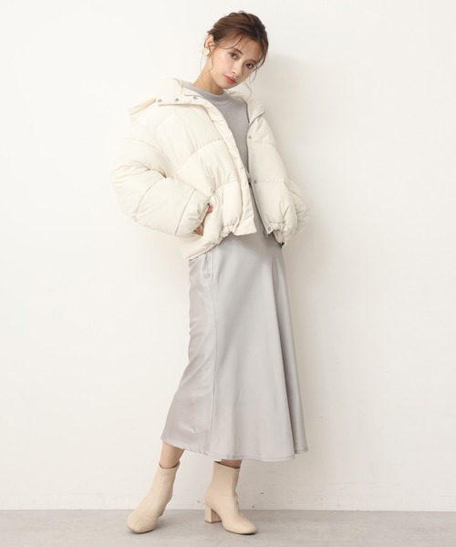 one after another NICE CLAUP（ワンアフターアナザーナイスクラップ）の「エコダウンジャケット（ダウンジャケット/コート・レディース・アイボリー/ブラック/ベージュ/ライトベージュ/サックスブルー・FREE）」の9枚目の写真