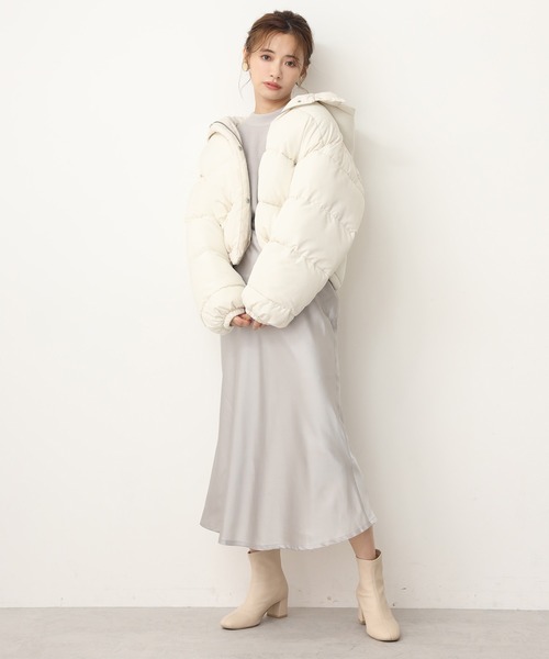 one after another NICE CLAUP（ワンアフターアナザーナイスクラップ）の「エコダウンジャケット（ダウンジャケット/コート・レディース・アイボリー/ブラック/ベージュ/ライトベージュ/サックスブルー・FREE）」の10枚目の写真