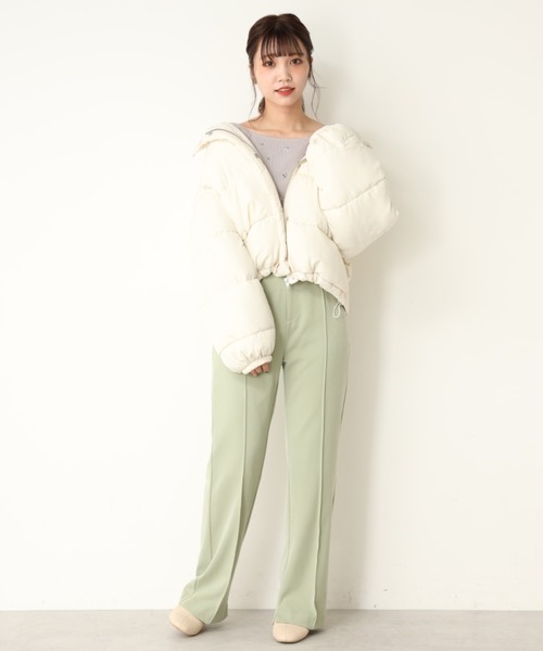 one after another NICE CLAUP（ワンアフターアナザーナイスクラップ）の「エコダウンジャケット（ダウンジャケット/コート・レディース・アイボリー/ブラック/ベージュ/ライトベージュ/サックスブルー・FREE）」の11枚目の写真