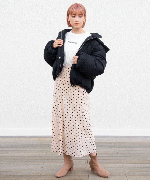 one after another NICE CLAUP（ワンアフターアナザーナイスクラップ）の「エコダウンジャケット（ダウンジャケット/コート・レディース・アイボリー/ブラック/ベージュ/ライトベージュ/サックスブルー・FREE）」の18枚目の写真