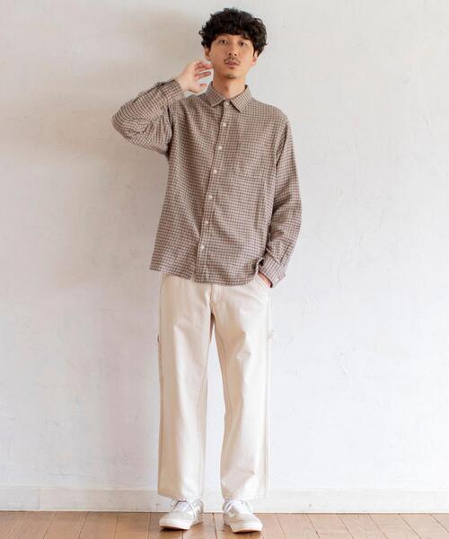 coen（コーエン）の「テキサスコットンガンクラブチェックベーシックシャツ（シャツ/ブラウス・メンズ・ベージュ/ネイビー・LARGE/X-LARGE/SMALL/MEDIUM）」の4枚目の写真