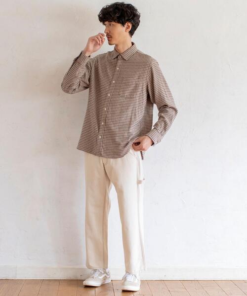 coen（コーエン）の「テキサスコットンガンクラブチェックベーシックシャツ（シャツ/ブラウス・メンズ・ベージュ/ネイビー・LARGE/X-LARGE/SMALL/MEDIUM）」の5枚目の写真