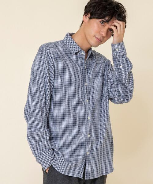 coen（コーエン）の「テキサスコットンガンクラブチェックベーシックシャツ（シャツ/ブラウス・メンズ・ベージュ/ネイビー・LARGE/X-LARGE/SMALL/MEDIUM）」の7枚目の写真