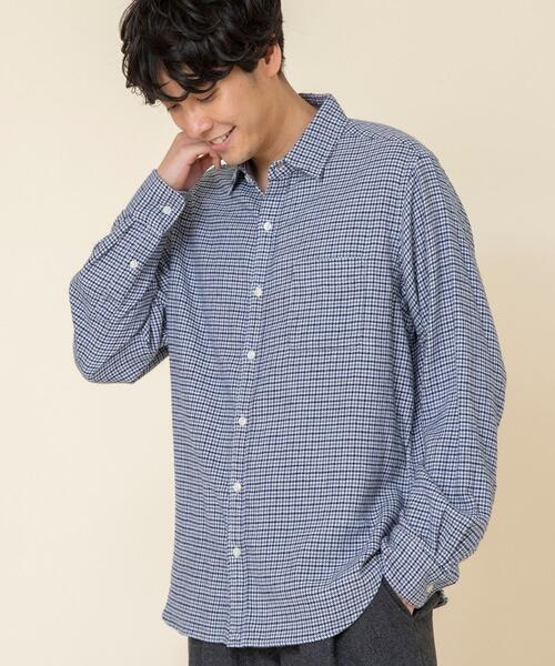 coen（コーエン）の「テキサスコットンガンクラブチェックベーシックシャツ（シャツ/ブラウス・メンズ・ベージュ/ネイビー・LARGE/X-LARGE/SMALL/MEDIUM）」の8枚目の写真