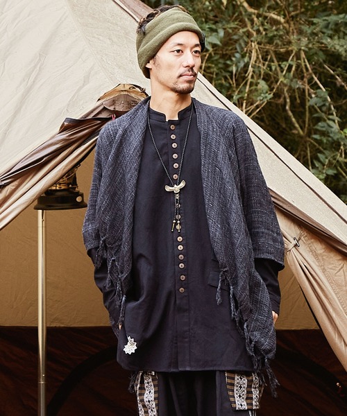 チャイハネ（チャイハネ）の「【チャイハネ】タイコットン サワティジャケット（カーディガン/ボレロ・メンズ・ベージュ/ブラウン/カーキ/ホワイト/ブラック/ターコイズブルー・FREE）」の3枚目の写真