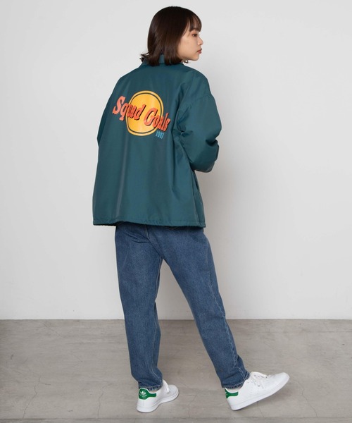 WEGO（ウィゴー）の「WEGO/サークルロゴコーチジャケット（ナイロンジャケット・レディース・ブラック/グリーン・FREE）」の5枚目の写真