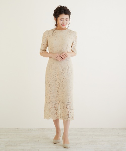 セール 総レースがおしゃれ結婚式パーティードレスミモレ丈ワンピース ドレス Dress Lab ドレスラボ のファッション通販 Zozotown