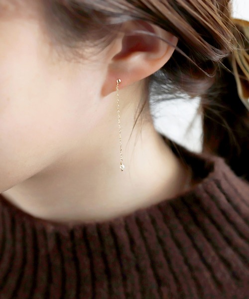1粒パールのロングチェーンピアス K10 ピアス 両耳用 Anemone アネモネ のファッション通販 Zozotown