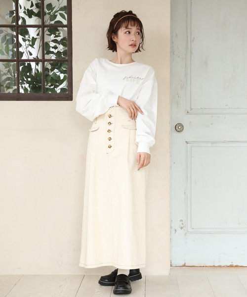 RETRO GIRL（レトロガール）の「ロゴプリントロンTEE（Tシャツ/カットソー・レディース・ホワイト/チャコールグレー/ホワイト系その他・FREE）」の5枚目の写真