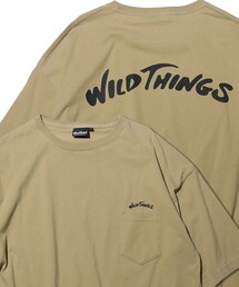 FREAK'S STORE | WEB限定 WILDTHINGS/ワイルドシングス 別注 ビッグシルエット アーチロゴ バックプリント ポケットTシャツ/ポケT(Tシャツ/カットソー)