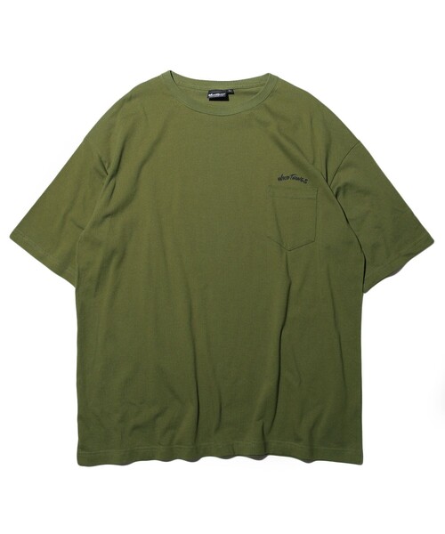 FREAK'S STORE（フリークスストア）の「WEB限定 WILDTHINGS/ワイルドシングス 別注 ビッグシルエット アーチロゴ バックプリント ポケットTシャツ/ポケT（Tシャツ/カットソー・メンズ・ホワイト/ブラック/ベージュ/ネイビー/オリーブ・X-LARGE/LARGE/SMALL/MEDIUM）」の8枚目の写真