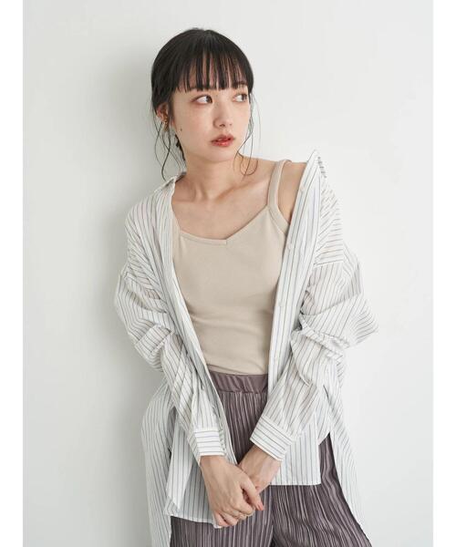 earth music&ecology（アースミュージックアンドエコロジー）の「2wayリブキャミソール ＊（キャミソール・レディース・ブラック/アイボリー/ライトピンク/ライトベージュ・S/M）」の7枚目の写真