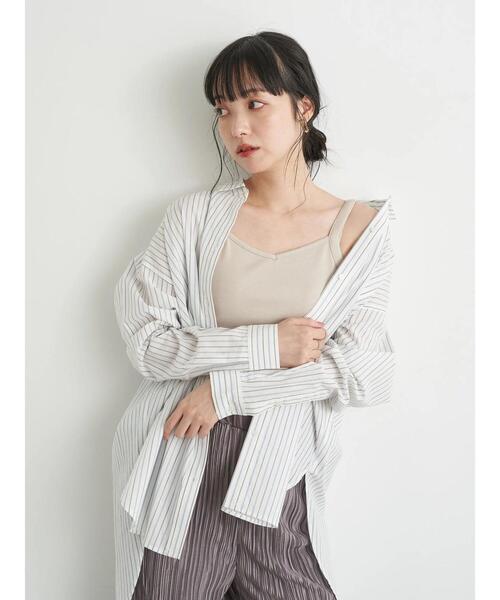 earth music&ecology（アースミュージックアンドエコロジー）の「2wayリブキャミソール ＊（キャミソール・レディース・ブラック/アイボリー/ライトピンク/ライトベージュ・S/M）」の9枚目の写真