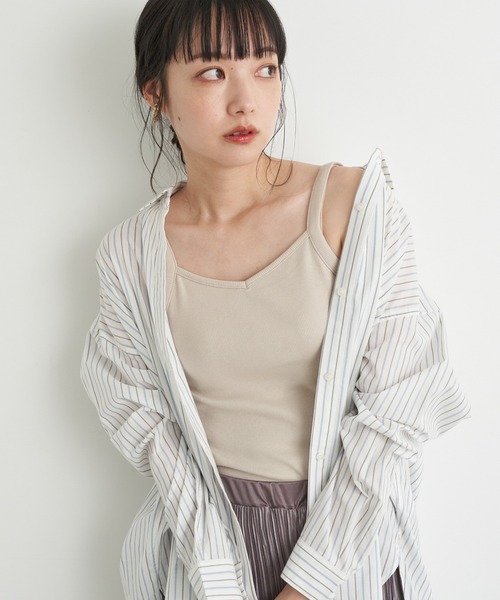 earth music&ecology（アースミュージックアンドエコロジー）の「2wayリブキャミソール ＊（キャミソール・レディース・ブラック/アイボリー/ライトピンク/ライトベージュ・S/M）」の3枚目の写真