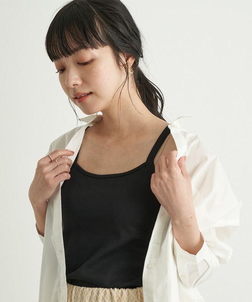 earth music&ecology（アースミュージックアンドエコロジー）の「2wayリブキャミソール ＊（キャミソール・レディース・ブラック/アイボリー/ライトピンク/ライトベージュ・S/M）」の2枚目の写真