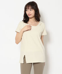 AVIREX | アシンメトリーネックフロントサイドスリットプルオーバー / ASYMMETRY NECK FRONT SIDE SLIT PULL OVER(Tシャツ/カットソー)