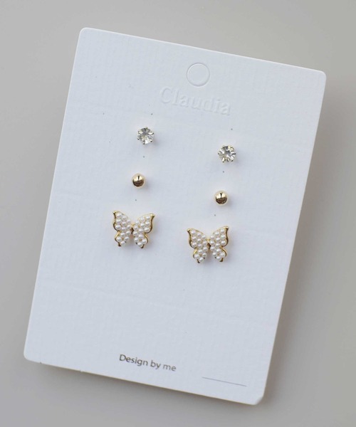 dictionary（ディクショナリー）の「【 DICTIONARY / ディクショナリー 】 バタフライ アクセント セット ピアス / 蝶（ピアス（両耳用）・レディース・シルバー/ゴールド/ゴールド系その他/シルバー系その他・FREE）」の3枚目の写真