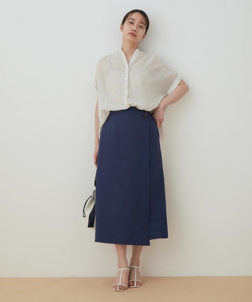 ADAM ET ROPE'（アダムエロペ）の「【アウトレット店舗・WEB限定】リネンライクラップスカート（スカート・レディース・ブラック/レッド/ブルー・FREE）」の9枚目の写真