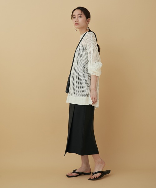 ADAM ET ROPE'（アダムエロペ）の「【アウトレット店舗・WEB限定】リネンライクラップスカート（スカート・レディース・ブラック/レッド/ブルー・FREE）」の6枚目の写真