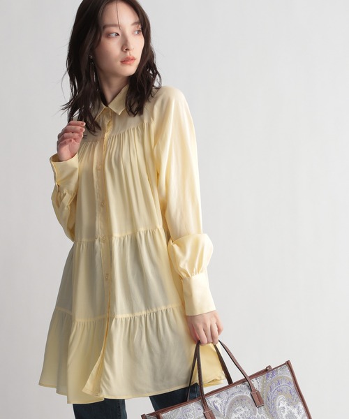 Andemiu（アンデミュウ）の「ティアードシャツチュニック948220（シャツ/ブラウス・レディース・ホワイト/ベージュ/イエロー・FREE）」の3枚目の写真