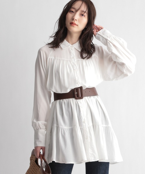 Andemiu（アンデミュウ）の「ティアードシャツチュニック948220（シャツ/ブラウス・レディース・ホワイト/ベージュ/イエロー・FREE）」の8枚目の写真
