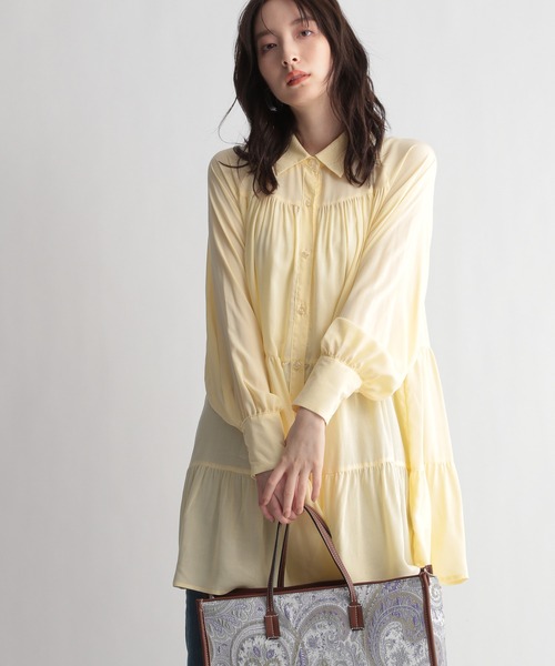 Andemiu（アンデミュウ）の「ティアードシャツチュニック948220（シャツ/ブラウス・レディース・ホワイト/ベージュ/イエロー・FREE）」の4枚目の写真