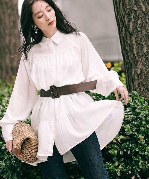 Andemiu（アンデミュウ）の「ティアードシャツチュニック948220（シャツ/ブラウス・レディース・ホワイト/ベージュ/イエロー・FREE）」の7枚目の写真