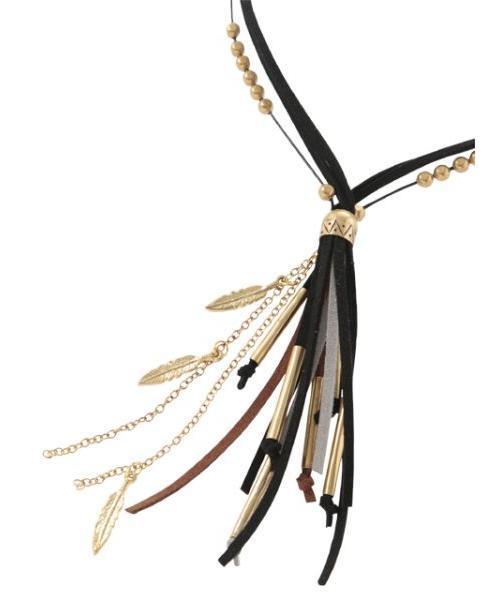 チャイハネ（チャイハネ）の「【チャイハネ】フレーザネックレス（ネックレス・レディース・パープル/ブラック/ベージュ/グリーン×オレンジ・FREE）」の2枚目の写真