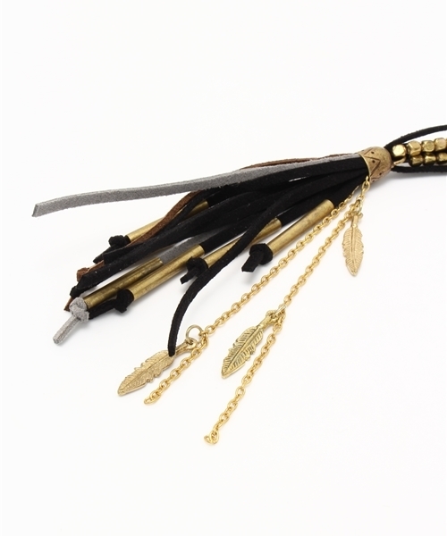 チャイハネ（チャイハネ）の「【チャイハネ】フレーザネックレス（ネックレス・レディース・パープル/ブラック/ベージュ/グリーン×オレンジ・FREE）」の5枚目の写真