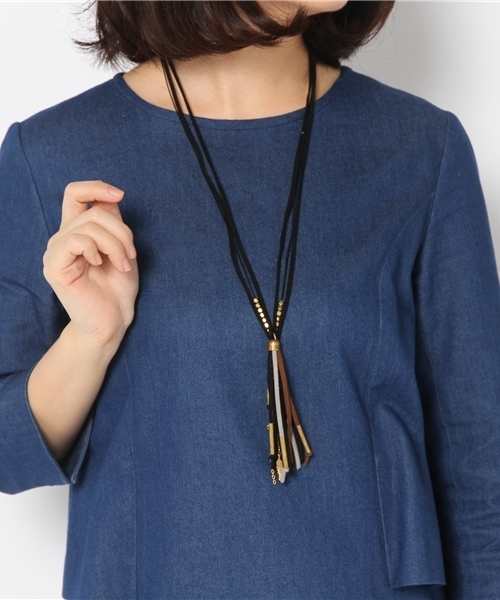 チャイハネ（チャイハネ）の「【チャイハネ】フレーザネックレス（ネックレス・レディース・パープル/ブラック/ベージュ/グリーン×オレンジ・FREE）」の10枚目の写真