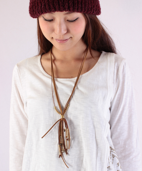 チャイハネ（チャイハネ）の「【チャイハネ】フレーザネックレス（ネックレス・レディース・パープル/ブラック/ベージュ/グリーン×オレンジ・FREE）」の11枚目の写真