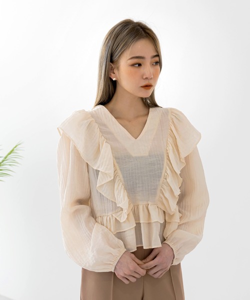 UNE MANSION（ユヌマンション）の「[UNEORIGINAL]フロントスリットブーツカットパンツ（スラックス・レディース・スモークピンク/ベージュ/ブラック/ブラウン/ライトベージュ/ダークブルー・SMALL/MEDIUM）」の13枚目の写真